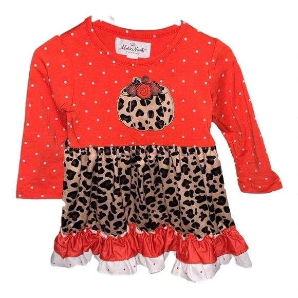 Marie Nicole Cheetah Pumpkin Girl’s Fall dress. size 12-18 months - Picture 1 of 4